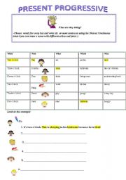 English Worksheet: PRESENT PROGRESSIVE