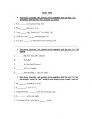 English worksheet: past simple quiz