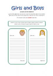 English worksheet: Girls and Boys