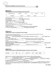 English Worksheet: Revision worksheet for the 8th grade