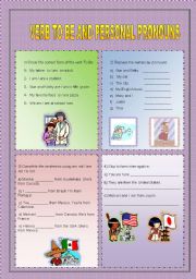 English Worksheet: VERB TO BE AND PERSONAL PRONOUNS