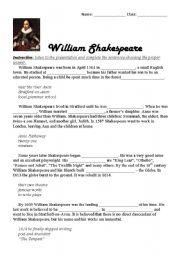 English Worksheet: William Shakespeare