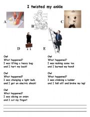 English worksheet: Jazz Chant I twisted my ankle