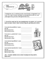 English worksheet: grandparents day ws