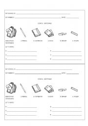 English Worksheet: SCHOOL MATERIAL