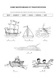 English Worksheet: Water means of transportation