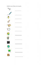 English Worksheet: school supplies