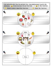 English Worksheet: expressing like and dislike