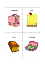 English Worksheet: School supplies flashcards