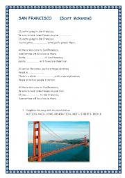 English Worksheet: SAN FRANCISCO. Song by Scott Mckenzie