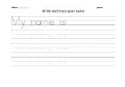 English Worksheet: write and trace your name 