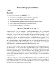 English Worksheet: Australia geography and nature