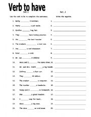 English Worksheet: verb to have