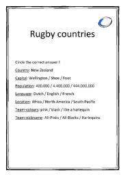 English Worksheet: Rugby countries