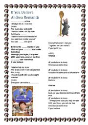 English Worksheet: If you Believe - Ratatouille