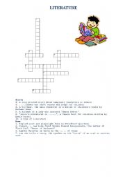 English Worksheet: CROSSWORD - Literature