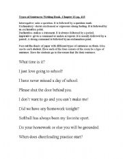 English Worksheet: classifying sentences activity