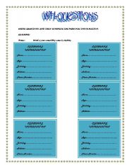 English worksheet: PERSONAL INFORMATION