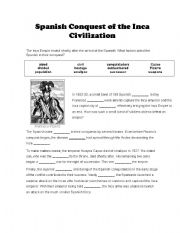 English Worksheet: Spanish conquest of the inca civilization