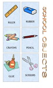 English Worksheet: Flashcards (School Objects)
