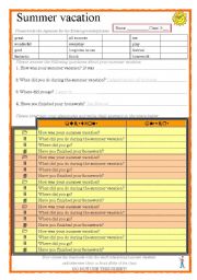 English Worksheet: Summer vacation