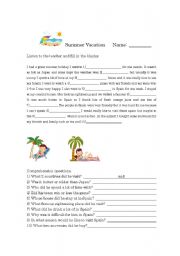 English Worksheet: Summer holidays