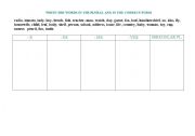 English Worksheet: plural of nouns
