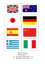 Simple conversation sheet - countries