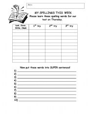 English Worksheet: my spelings