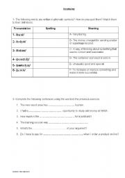 English worksheet: Vocabulary