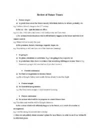 English Worksheet: Review of future tenses