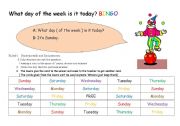English Worksheet: What day of the week is it today? BINGO