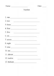 English worksheet: Number