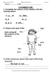 English Worksheet: a rainbow girl