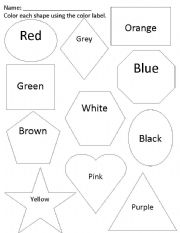 English Worksheet: Shape Coloring