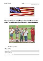 English Worksheet: pledging allegiance