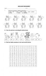 English Worksheet: Numbers and Colors 
