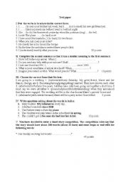 English Worksheet: Test paper