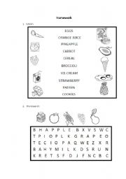 English Worksheet: Food and Fruit