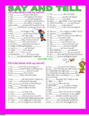 English Worksheet: SAY AND TELL