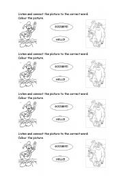 English Worksheet: hello/goodbye