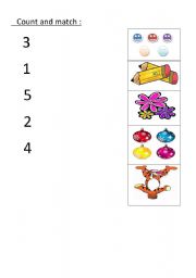 English Worksheet: couunt and match 