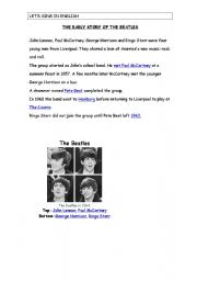 English worksheet: the beatles biography and some exercises