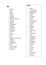 English Worksheet: Make vs. Do