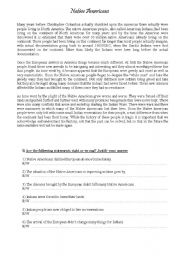 English Worksheet: Native Americans