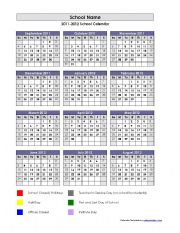 English Worksheet: Academic Calander Editable with excel