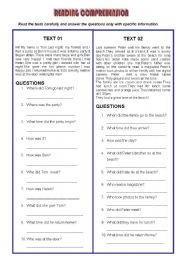 English Worksheet: readings texts