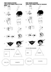 English Worksheet: Parts of the body and shapes