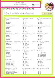 Placement Test for Upper Elementary/Lower Intermediate Students (A2 Level)  -  Grammar