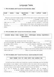 English Worksheet: Language tasks for 4th year students